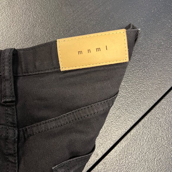 MNML Jeans Men’s Black Plaid Trim Leg Zips Button Fly Size 30 Academia Preppy - Picture 3 of 11